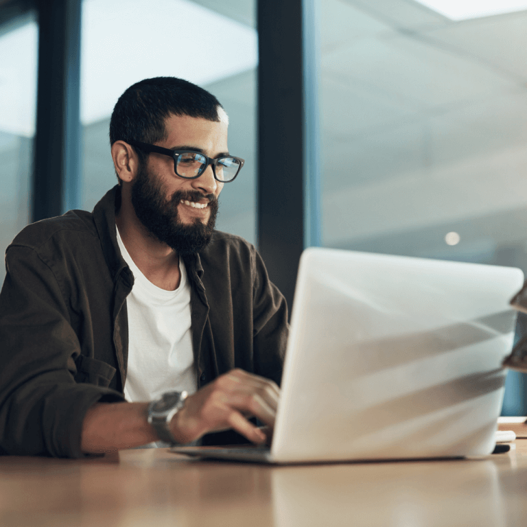 man working as an account manager at nuwest