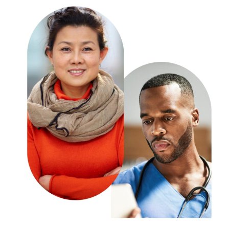 Healthcare Hub Icons Woman in scarf and male nurse